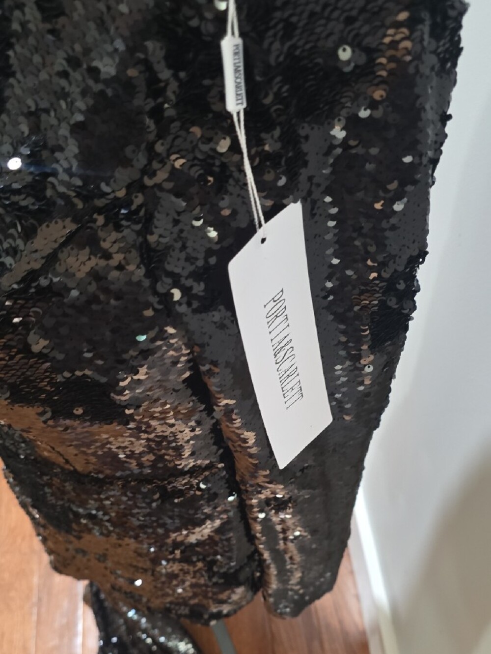 Portia and Scarlett One-Shoulder Black Sequin Mini Dress with Train PS23106 - Picture 4 of 5